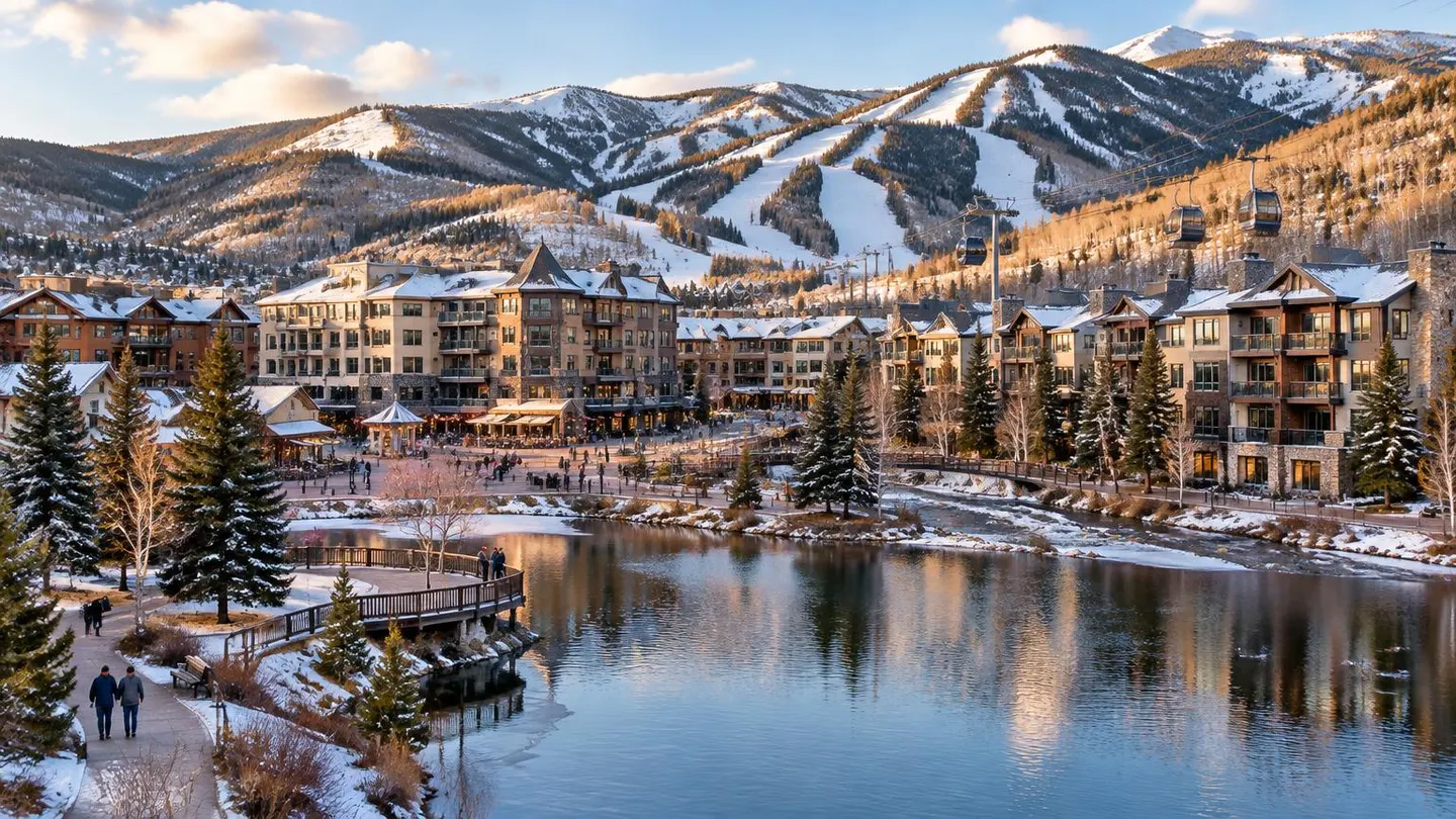 Nottingham Lake and Avon residences beneath Beaver Creek ski slopes